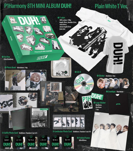 P1HARMONY - 8th Mini Album [DUH!] (Plain White T ver)