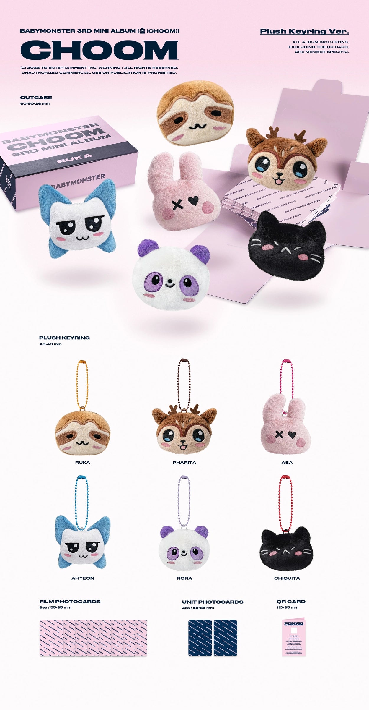 BABYMONSTER - 3rd MINI ALBUM [CHOOM] (Plush Keyring Ver.)
