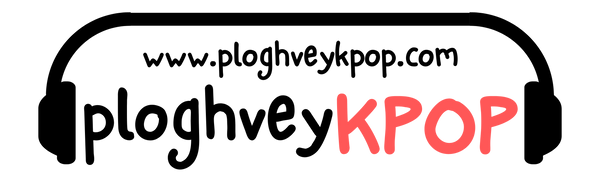 Logo with headphones and text 'ploghveyKPOP' on a white background